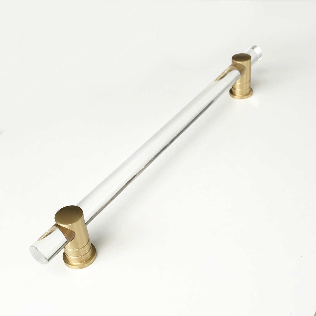 Lucite and Satin Brass "Luz" Drawer Pulls and Cabinet Knob - Forge Hardware Studio