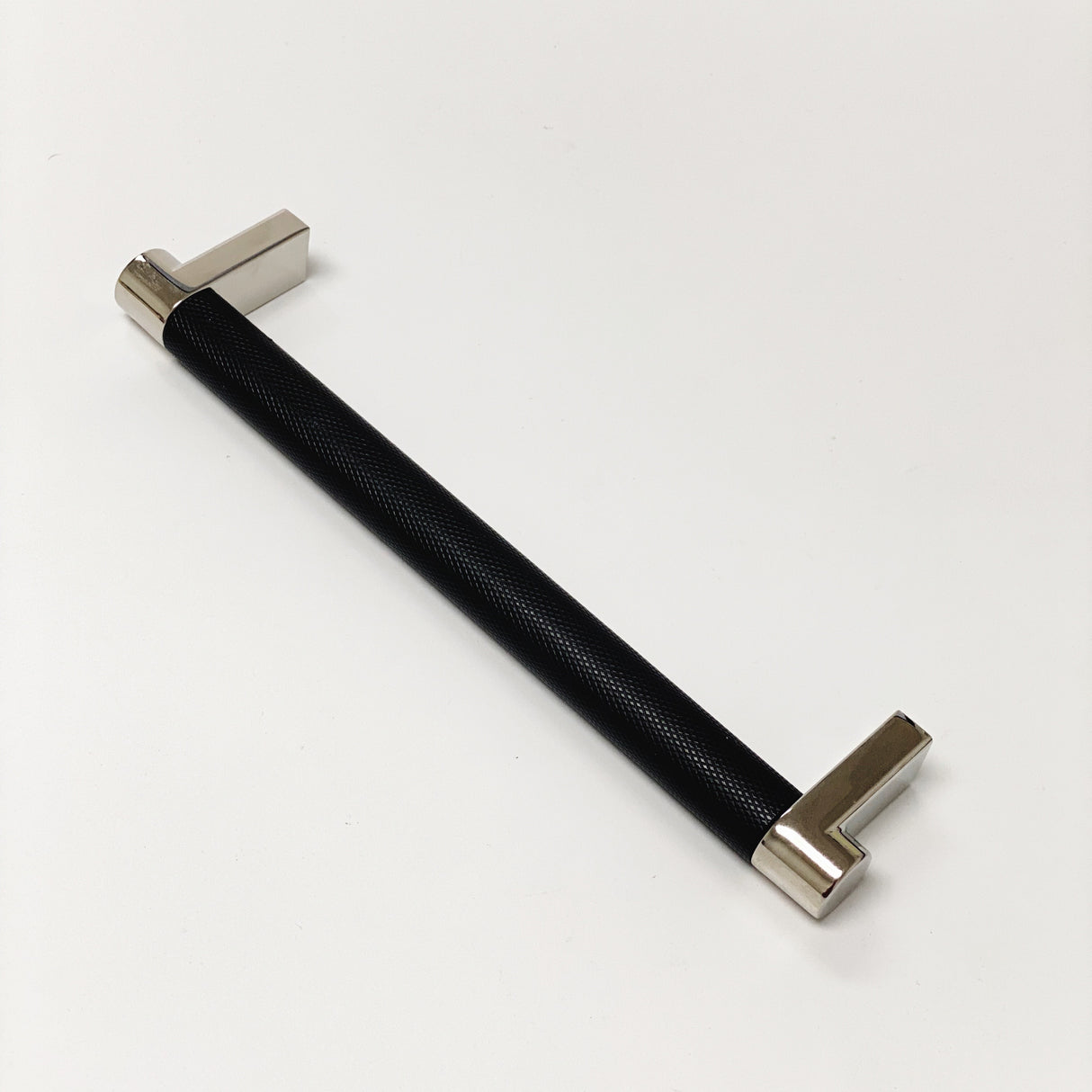 Knurled "U-Shaped" Texture Polished Nickel and Black Drawer Pulls - Forge Hardware Studio