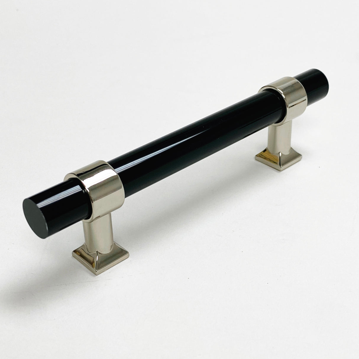 Black Lucite Polished Nickel "Nash" Drawer Pulls and Cabinet Knobs - Forge Hardware Studio