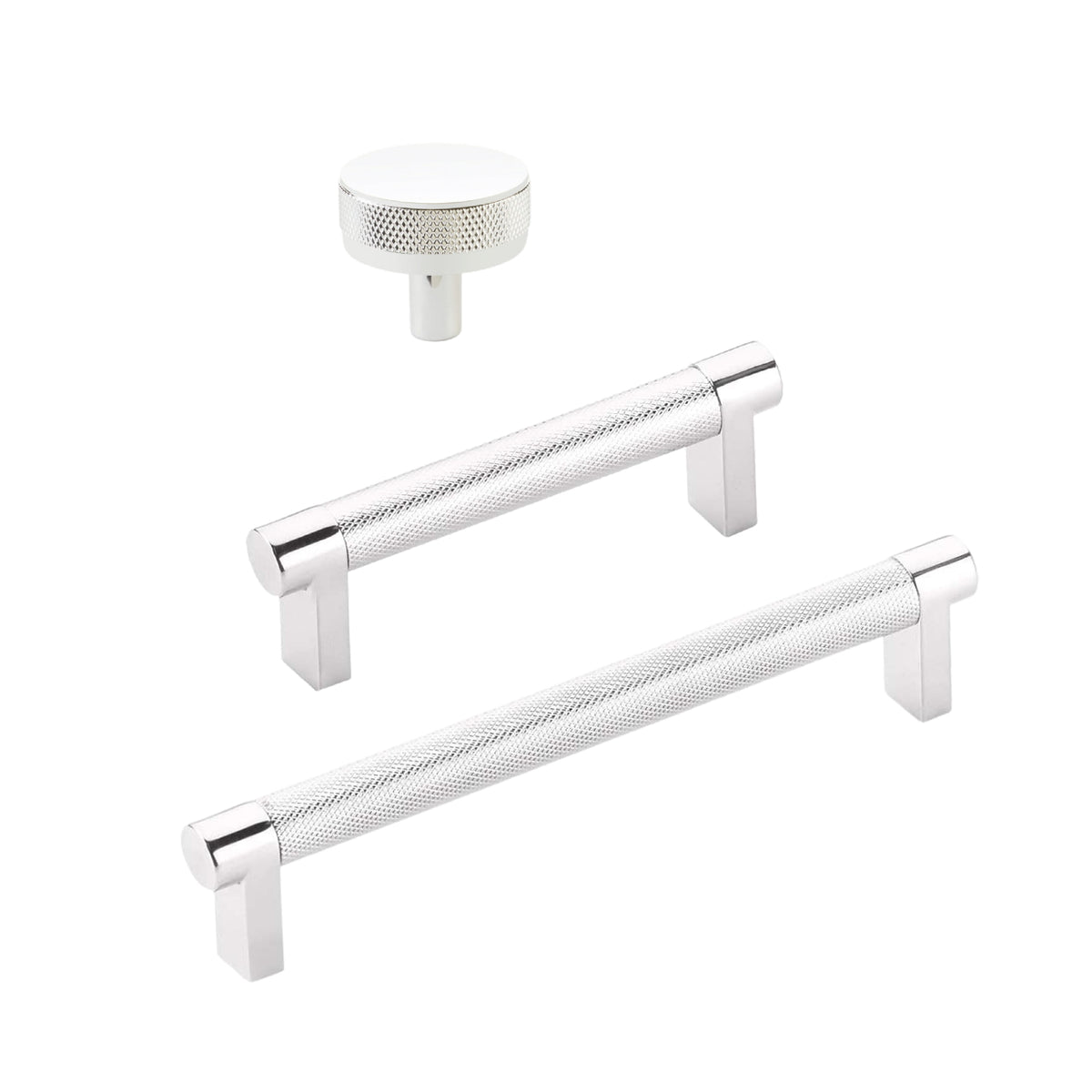 Knurled Select Polished Chrome Knobs and Drawer Pulls