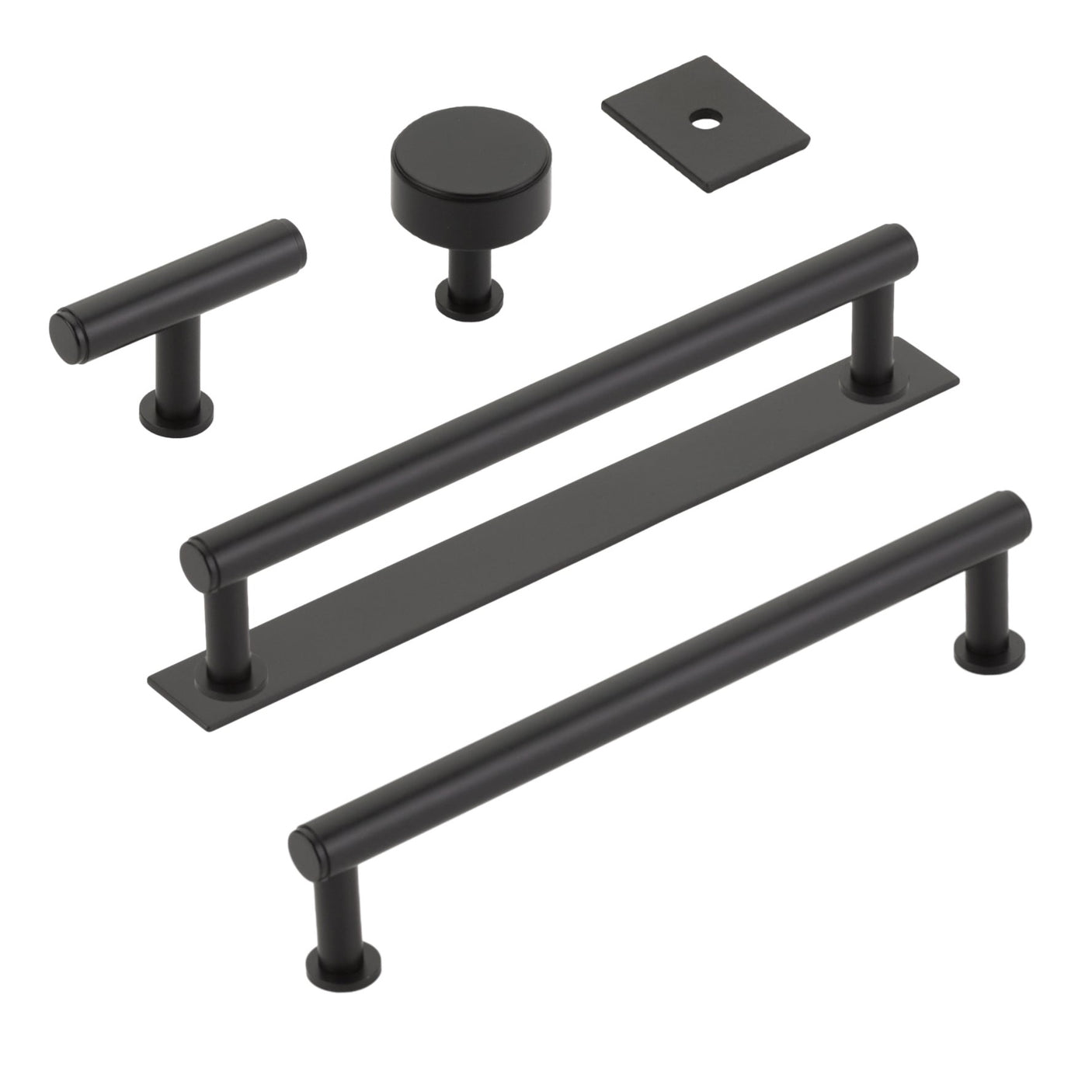 Matte Black "Maison No. 2" Smooth Drawer Pulls and Cabinet Knobs with Optional Backplate - Forge Hardware Studio