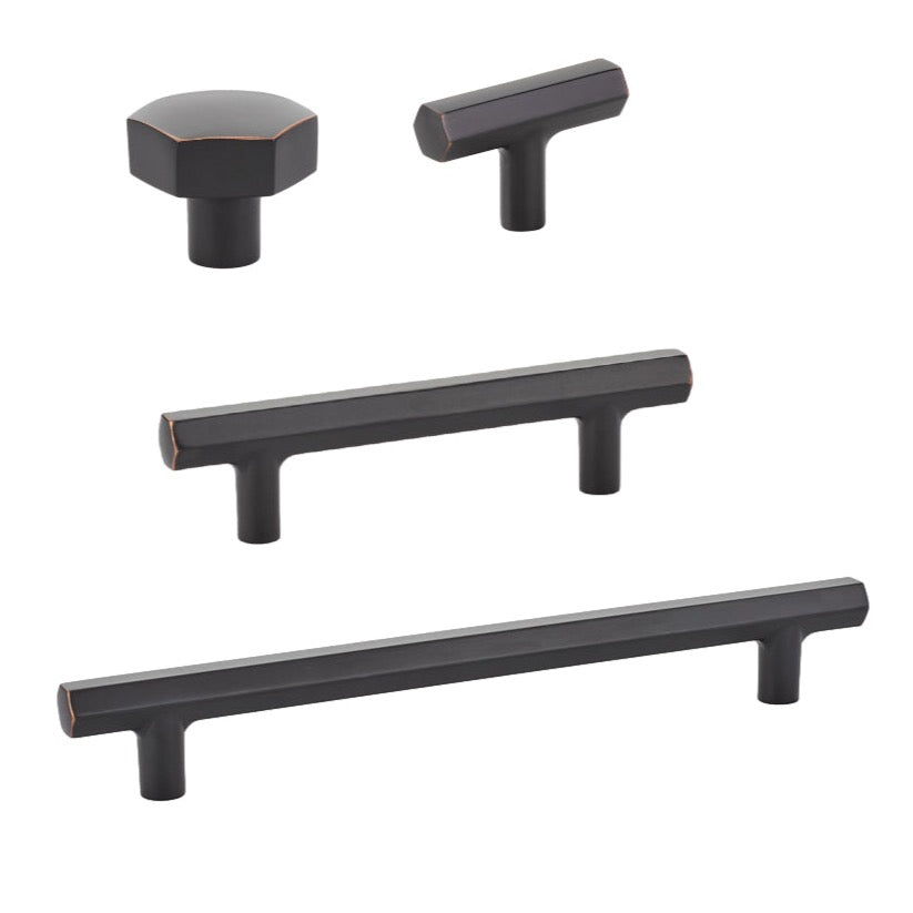 Geometric Oil Rubbed Bronze "Geo" Cabinet Knobs and Drawer Pulls - Forge Hardware Studio