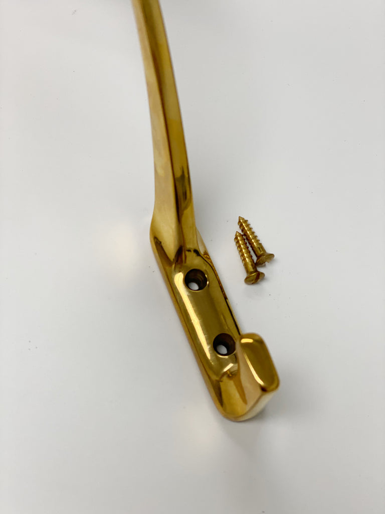Unlacquered Polished Brass "Zen" Wall Coat and Hat Hook - Forge Hardware Studio