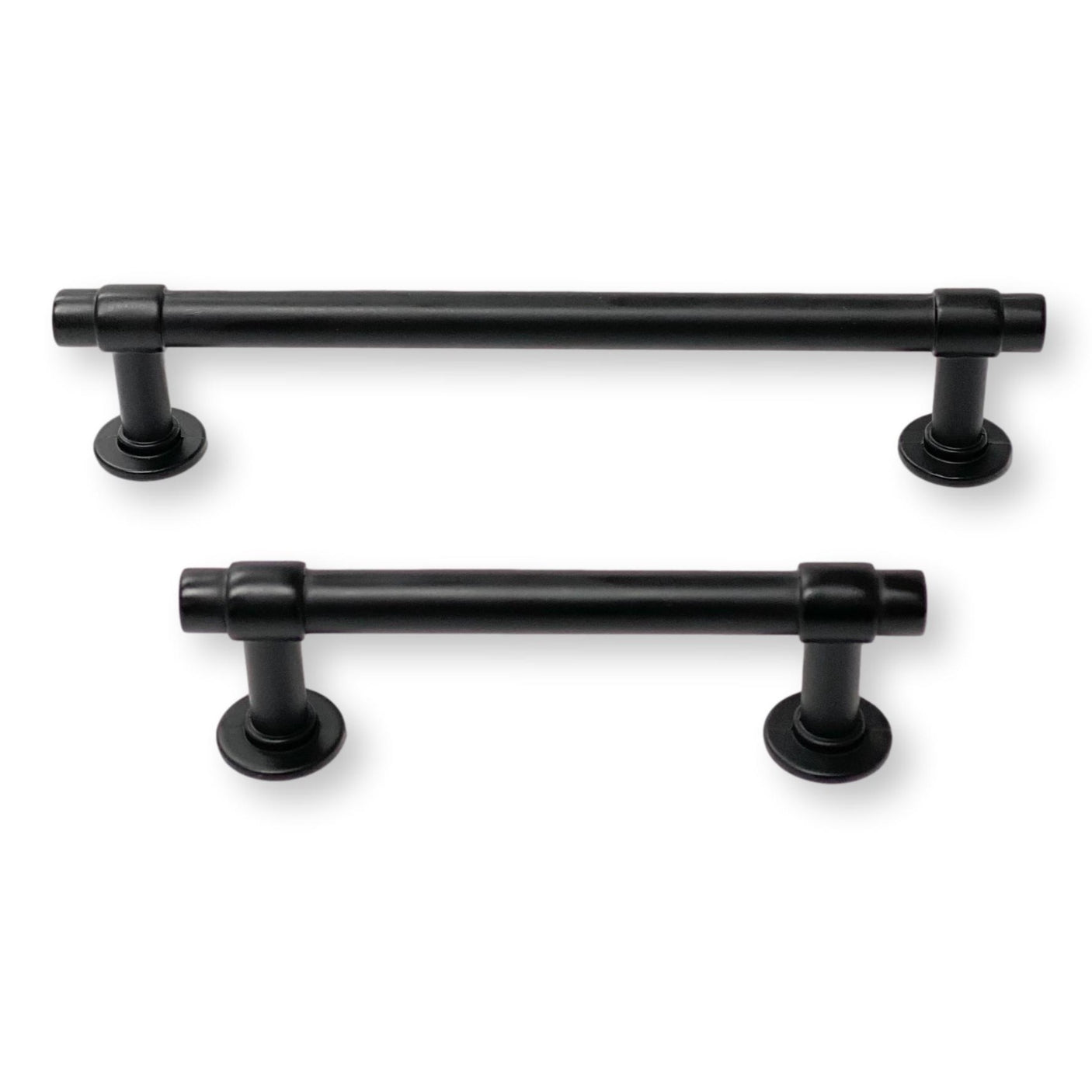 Matte Black "Farmhouse" T-Bar Drawer Pulls - Forge Hardware Studio