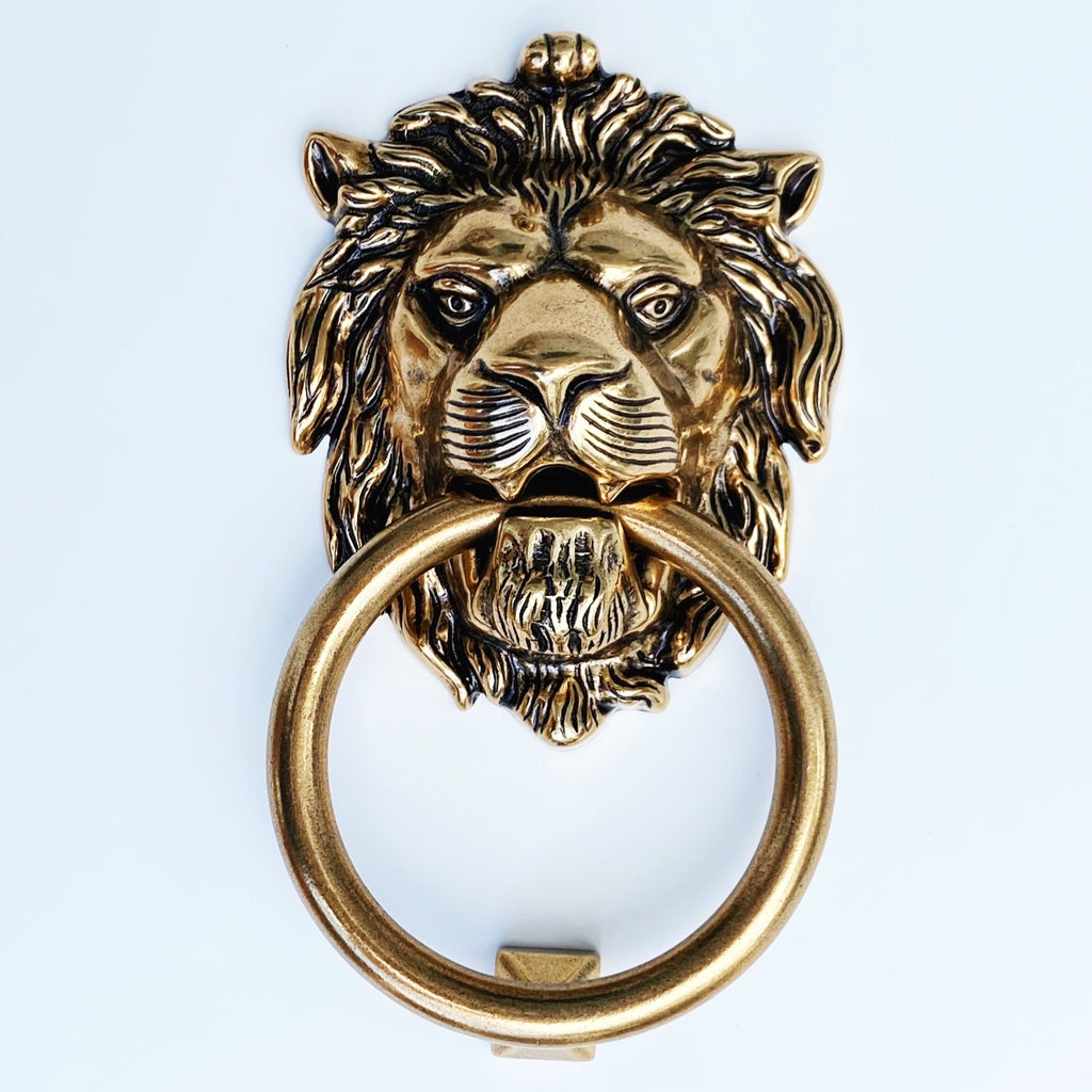 Brass Lionhead Door Knocker - Holiday Gift - Forge Hardware Studio