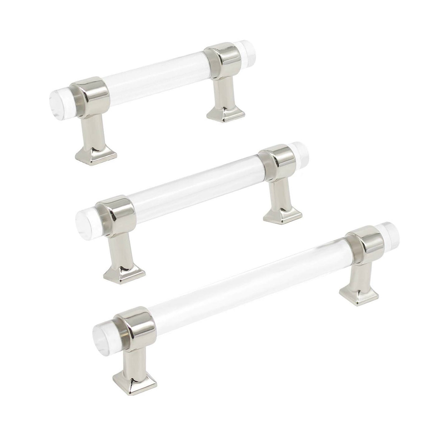 Polished Nickel "Gigi" Lucite Modern Drawer Pull - Brass Cabinet Hardware