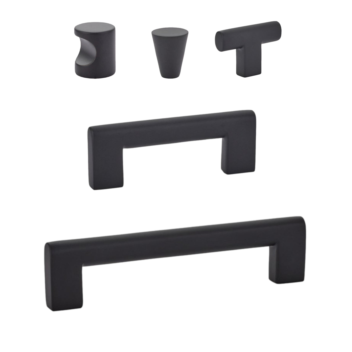 Matte Black "Luxe" Cabinet Knobs and Drawer Pulls - Forge Hardware Studio