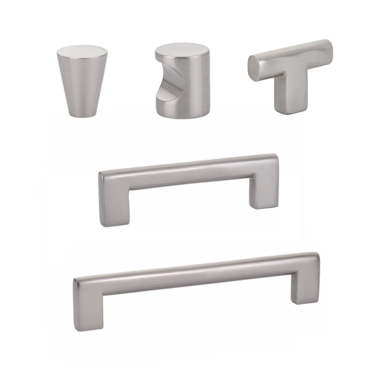Satin Nickel "Luxe" Cabinet Knobs and Drawer Pulls - Forge Hardware Studio