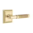 T-Bar Knurled SELECT Satin Brass Door Lever w/ Wilshire Rosette - Forge Hardware Studio