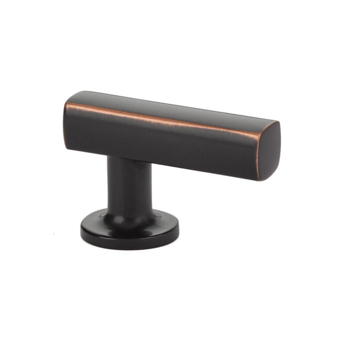 Urban Modern T-Knob Cabinet Knob in Oil Rubbed Bronze - Forge Hardware Studio