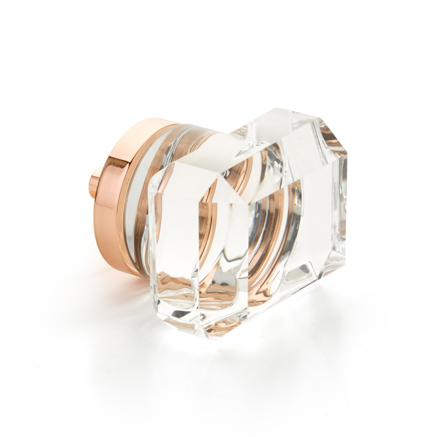 Polished Copper 1-3/4" Rectangular Glass Knob - Forge Hardware Studio