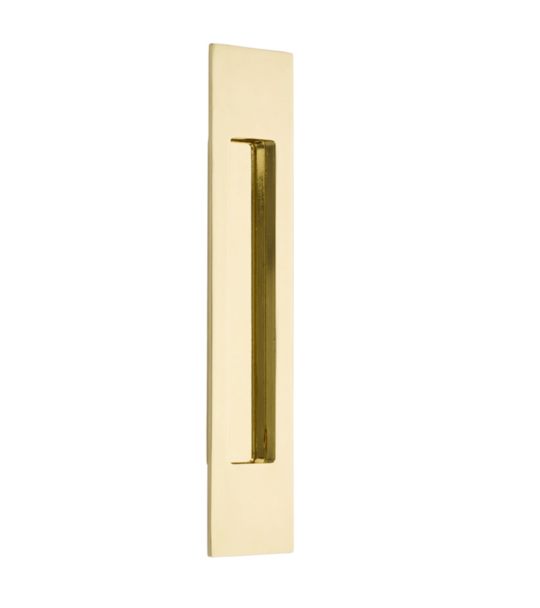 Modern Rectangular Flush Polished Brass Recess Door Pull - Forge Hardware Studio