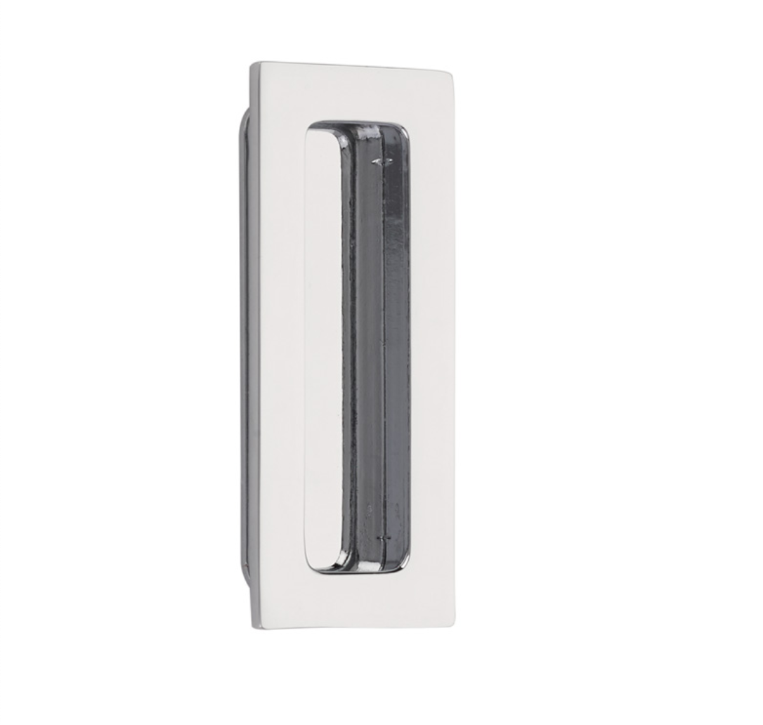 Modern Rectangular Flush Solid Recess Door Pull in Polished Chrome - Forge Hardware Studio