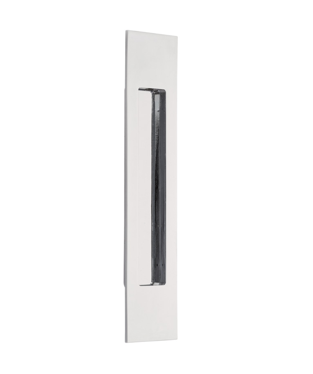Modern Rectangular Flush Solid Recess Door Pull in Polished Chrome - Forge Hardware Studio