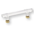 Satin Brass "Ely" Clear Glass Drawer T-Bar Pull - Forge Hardware Studio
