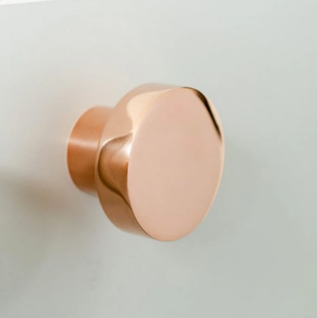 Long Curve Polished Copper Cabinet Drawer Pulls and Closet Handles - Forge Hardware Studio