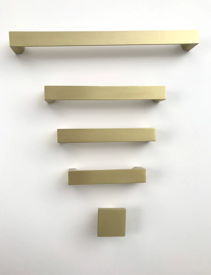 Tila Brass Wide Drawer Pulls and Knob - Cabinet Hardware - Forge Hardware Studio