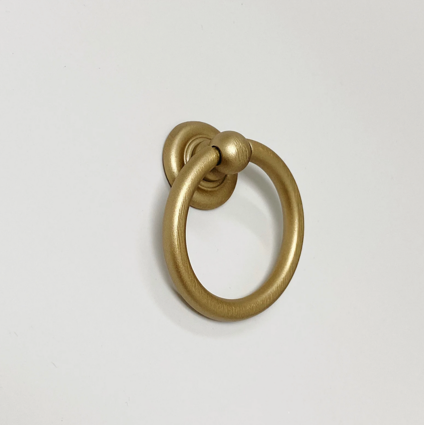 Capri Brushed Gold Cup Drawer Pull, Ring Pull or Round Cabinet Knob - Forge Hardware Studio