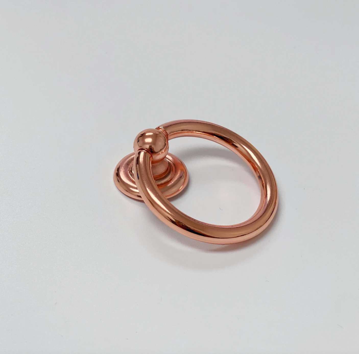 Polished Copper "Capri" Cup Drawer Pull, Ring Pull or Round Cabinet Knob. Finger Copper Pull - Forge Hardware Studio