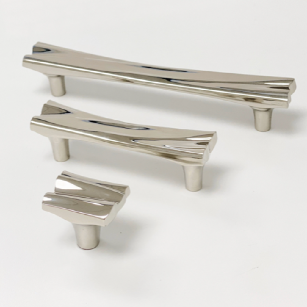 Polished Nickel "Sunday" Cabinet Hardware, Cabinet Knobs, Drawer Pulls - Forge Hardware Studio