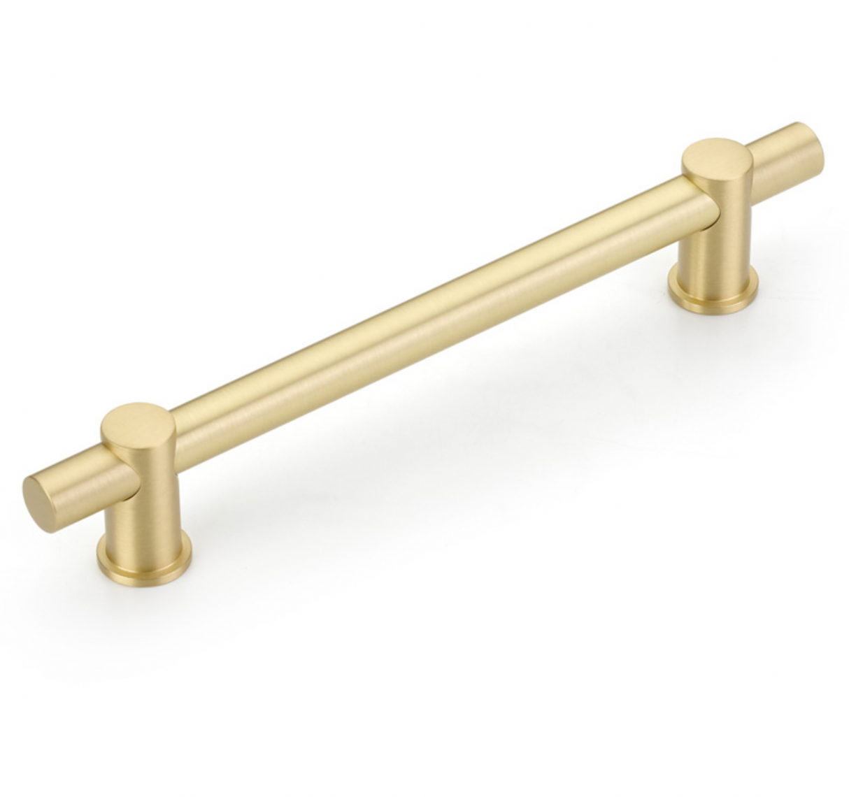 Satin Brass Round T-Bar "Fancy" Cabinet Knobs and Drawer Pulls - Forge Hardware Studio
