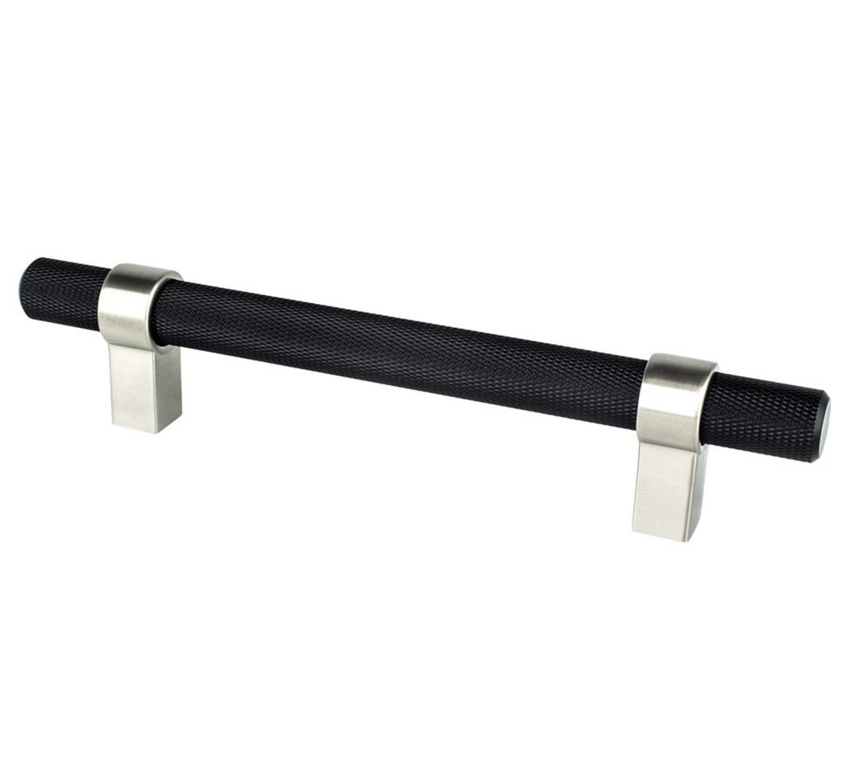 Knurled "Prelude" Brushed Nickel and Matte Black Cabinet Knobs and Drawer Pulls - Forge Hardware Studio