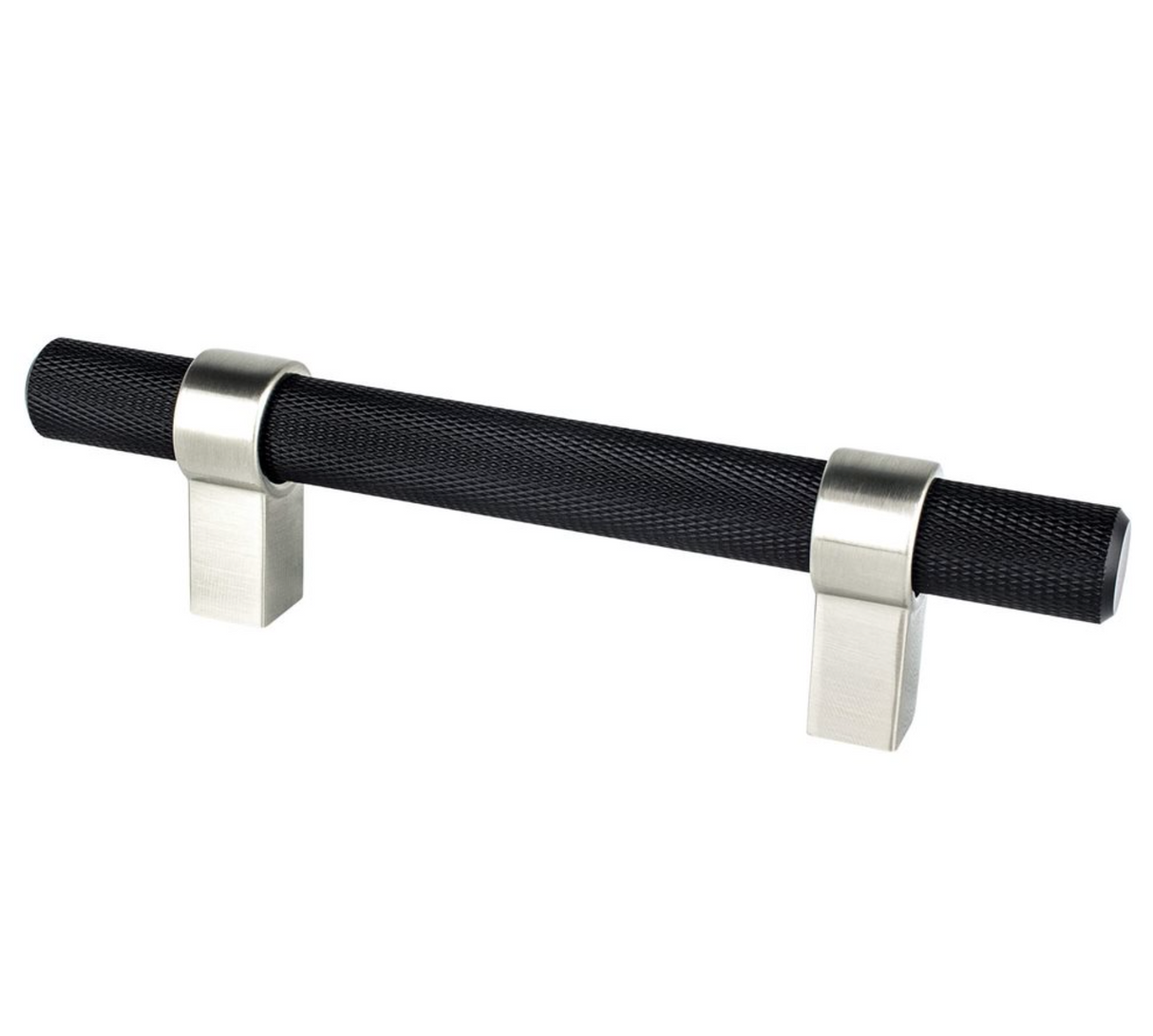 Knurled "Prelude" Brushed Nickel and Matte Black Cabinet Knobs and Drawer Pulls - Forge Hardware Studio