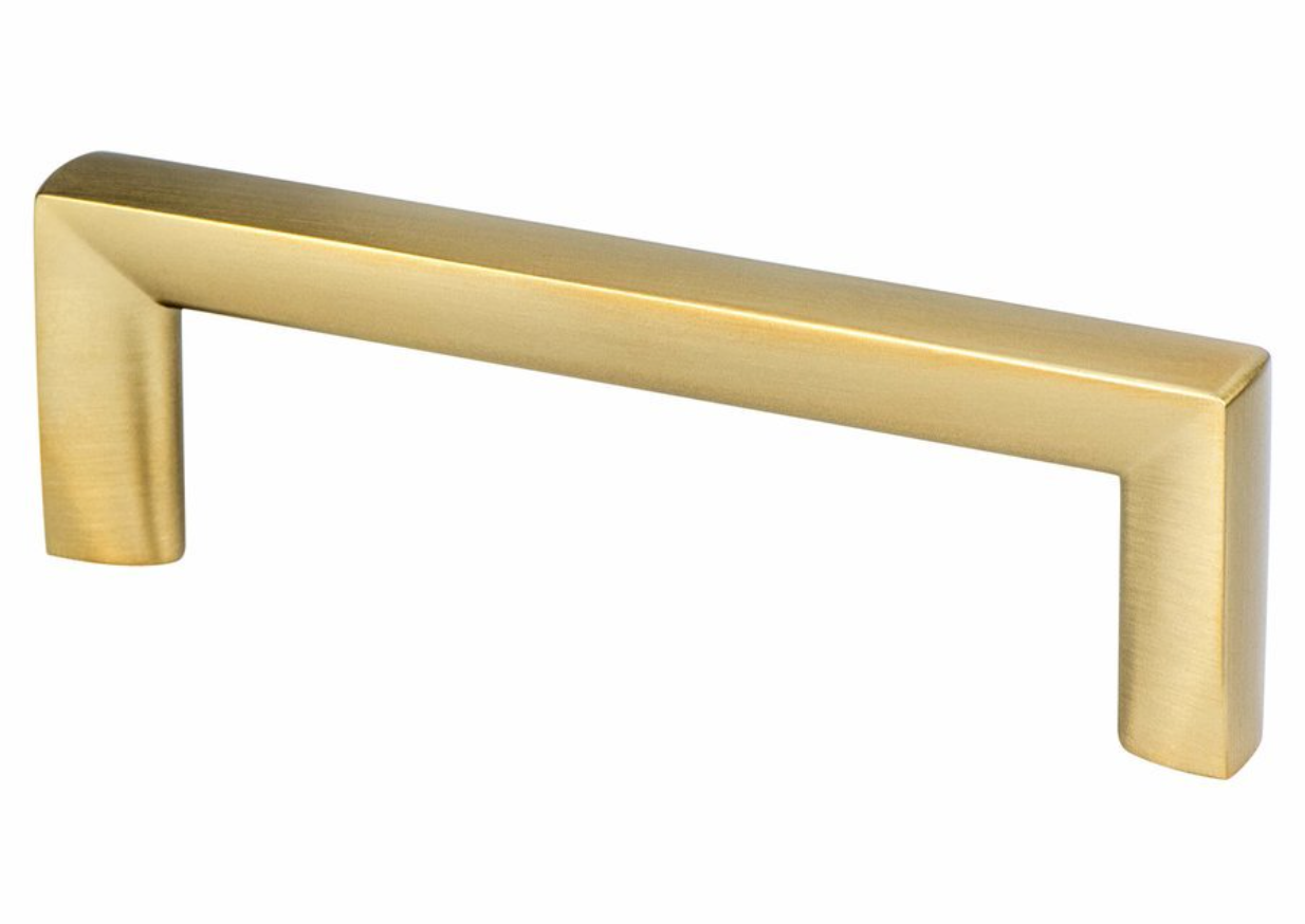 Satin Brass "Trane" Drawer Pulls and Knob - Brass Cabinet Hardware