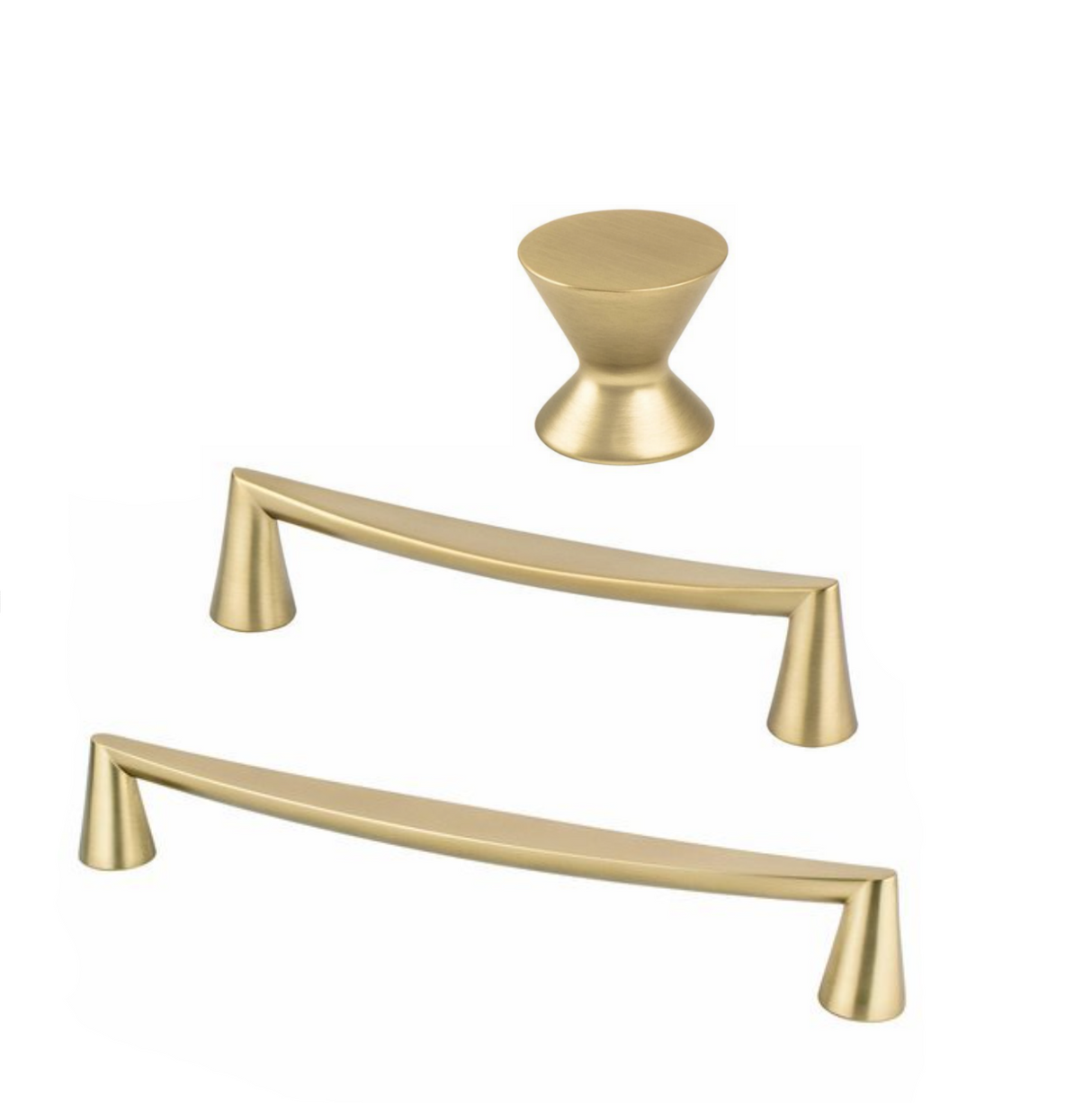 Satin Brass "Core" Drawer Pulls and Knob - Brass Cabinet Hardware