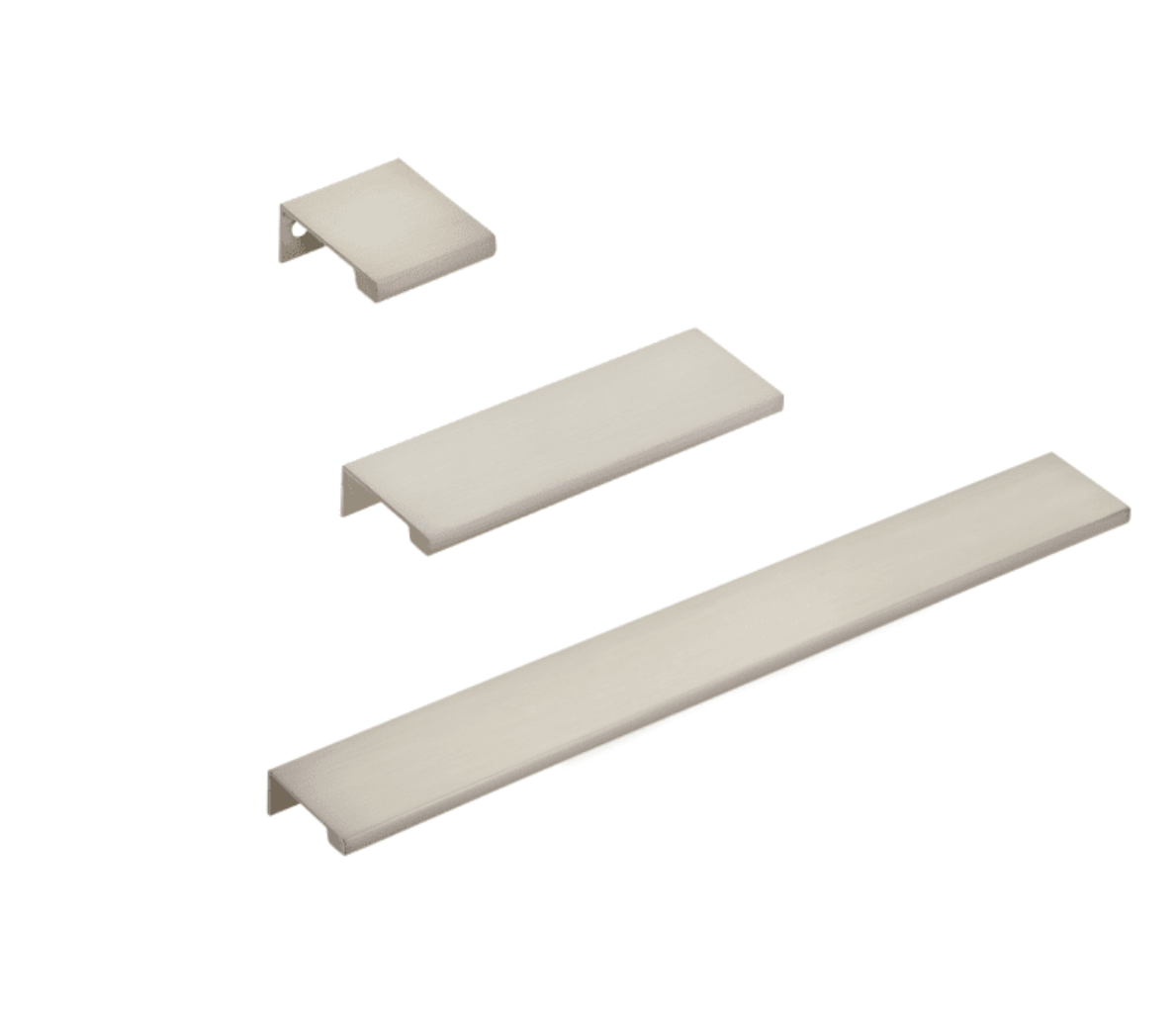 Satin Nickel "Dina" Tab Finger Drawer Pulls - Brass Cabinet Hardware