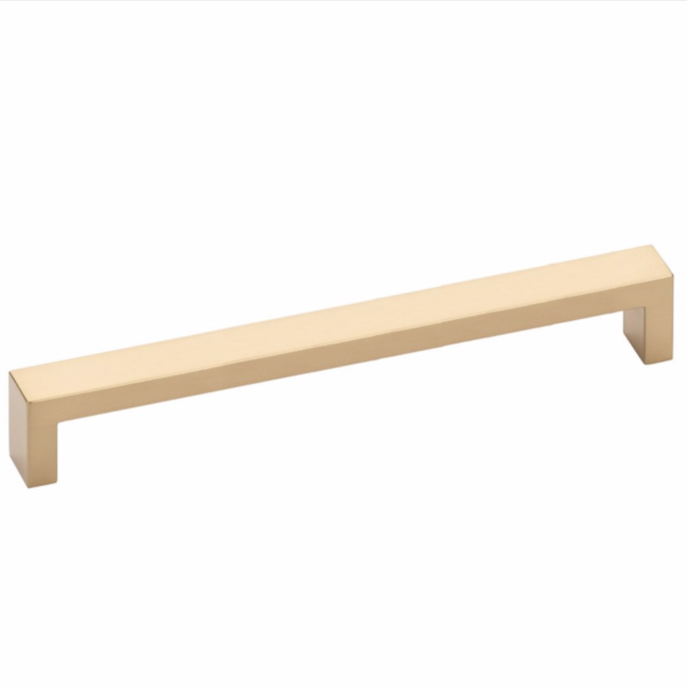 Modern Rectangular Keaton Brass Drawer Pulls in Satin Brass - Brass Cabinet Hardware