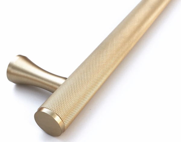 Solid Satin Brass "Texture" Knurled 12" Appliance Handle - Brass Cabinet Hardware