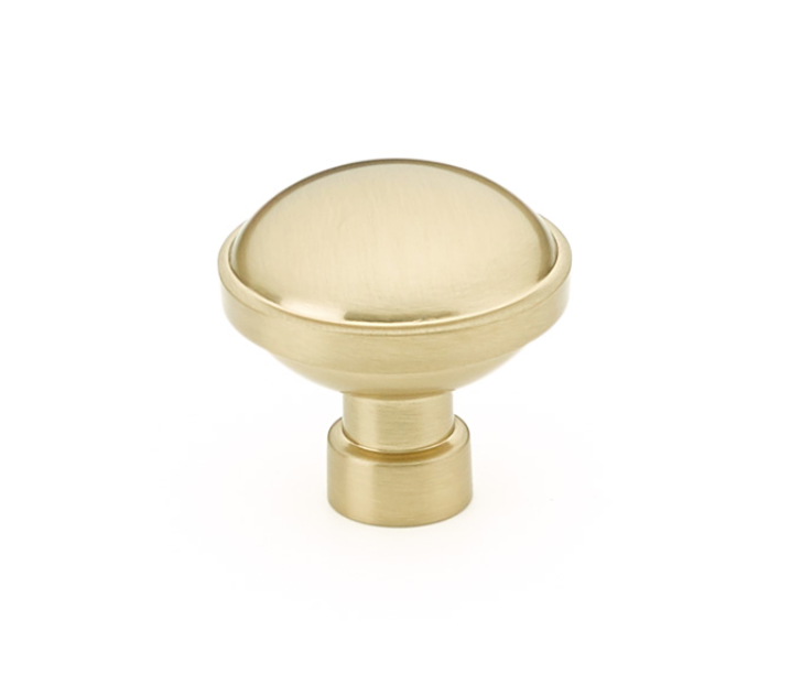 Modern "Industry" Cabinet Knobs and Drawer Pulls in Satin Brass - Forge Hardware Studio