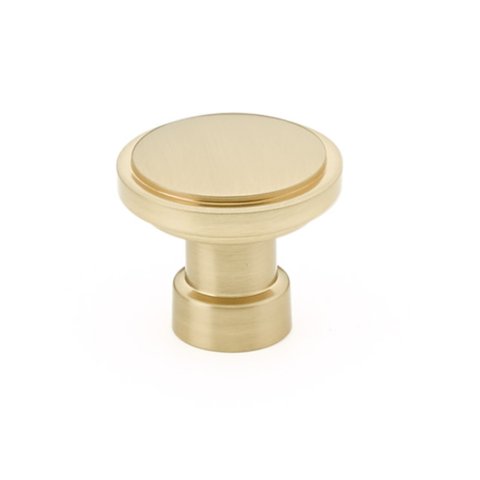 Modern "Industry" Cabinet Knobs and Drawer Pulls in Satin Brass - Forge Hardware Studio