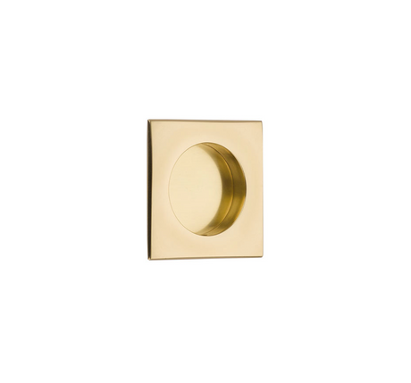 Square Flush Solid Brass Recess Door Pull 2-1/2" in Polished Brass - Brass Cabinet Hardware