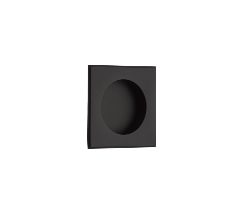 Square Flush Solid Brass Recess Door Pull 2-1/2" in Matte Black - Brass Cabinet Hardware