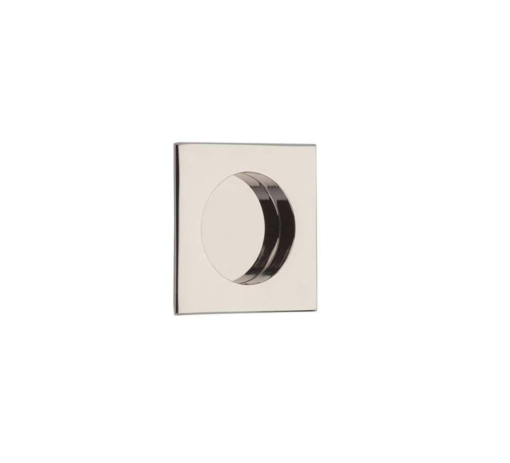 Square Flush Solid Brass Recess Door Pull 2-1/2" in Polished Nickel - Brass Cabinet Hardware