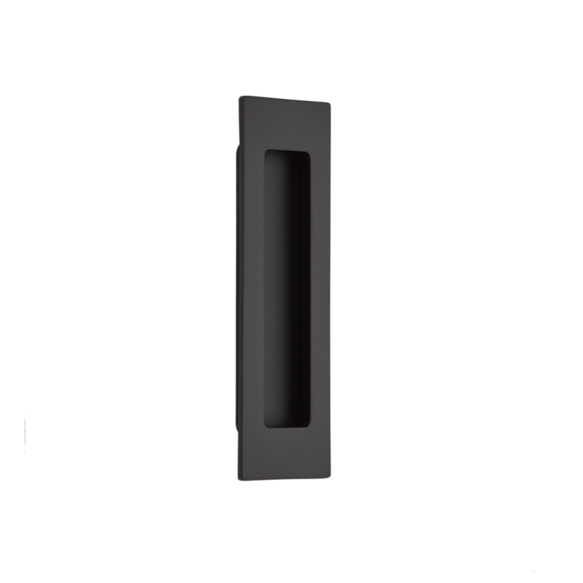 Modern Rectangular Flush Solid Brass Recess Door Pull in Matte Black - Brass Cabinet Hardware