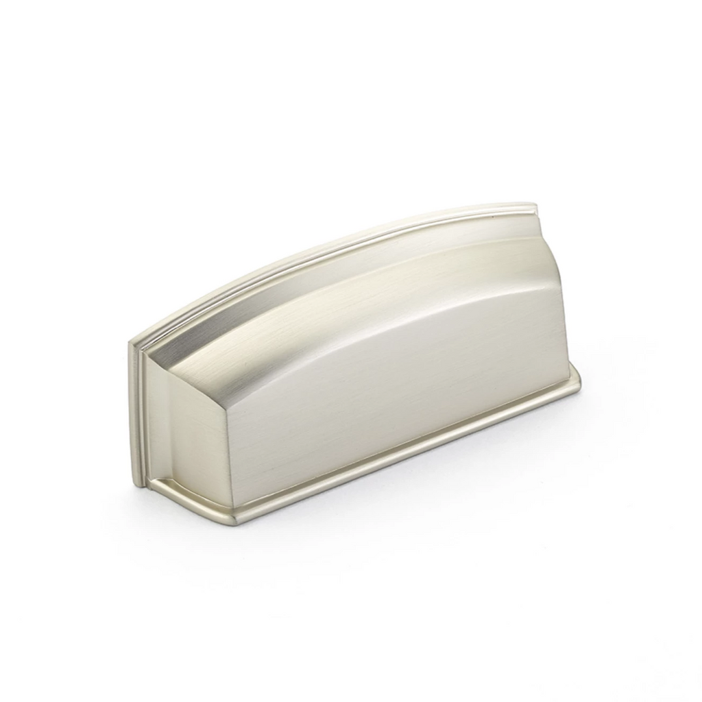Satin Nickel Cabinet Cup Drawer Pull "Menlo Park" - Kitchen Drawer Handle - Brass Cabinet Hardware 