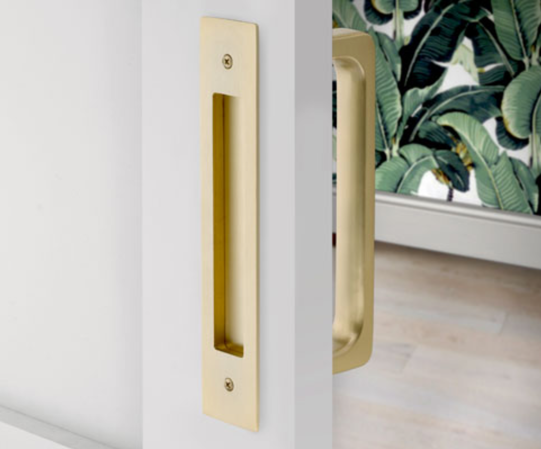 Door Flush Pull and Handle Front and Back Hardware for Interior Doors - Brass Cabinet Hardware