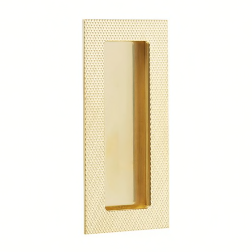 Modern Knurled Rectangular Unlacquered Brass Recess Door Pull - Forge Hardware Studio