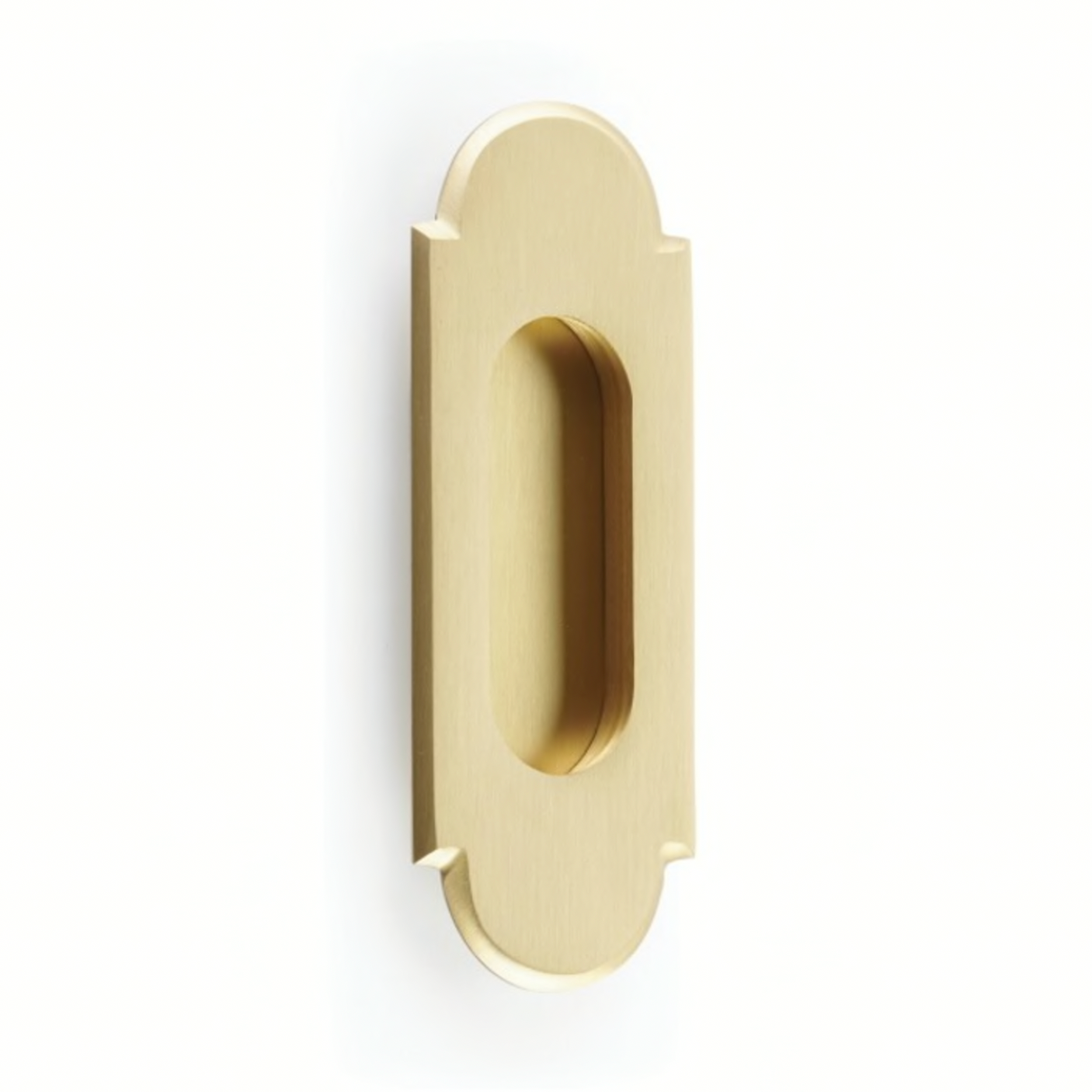 Modern "Fleur" Flush Satin Brass Recess Door Pull - Forge Hardware Studio