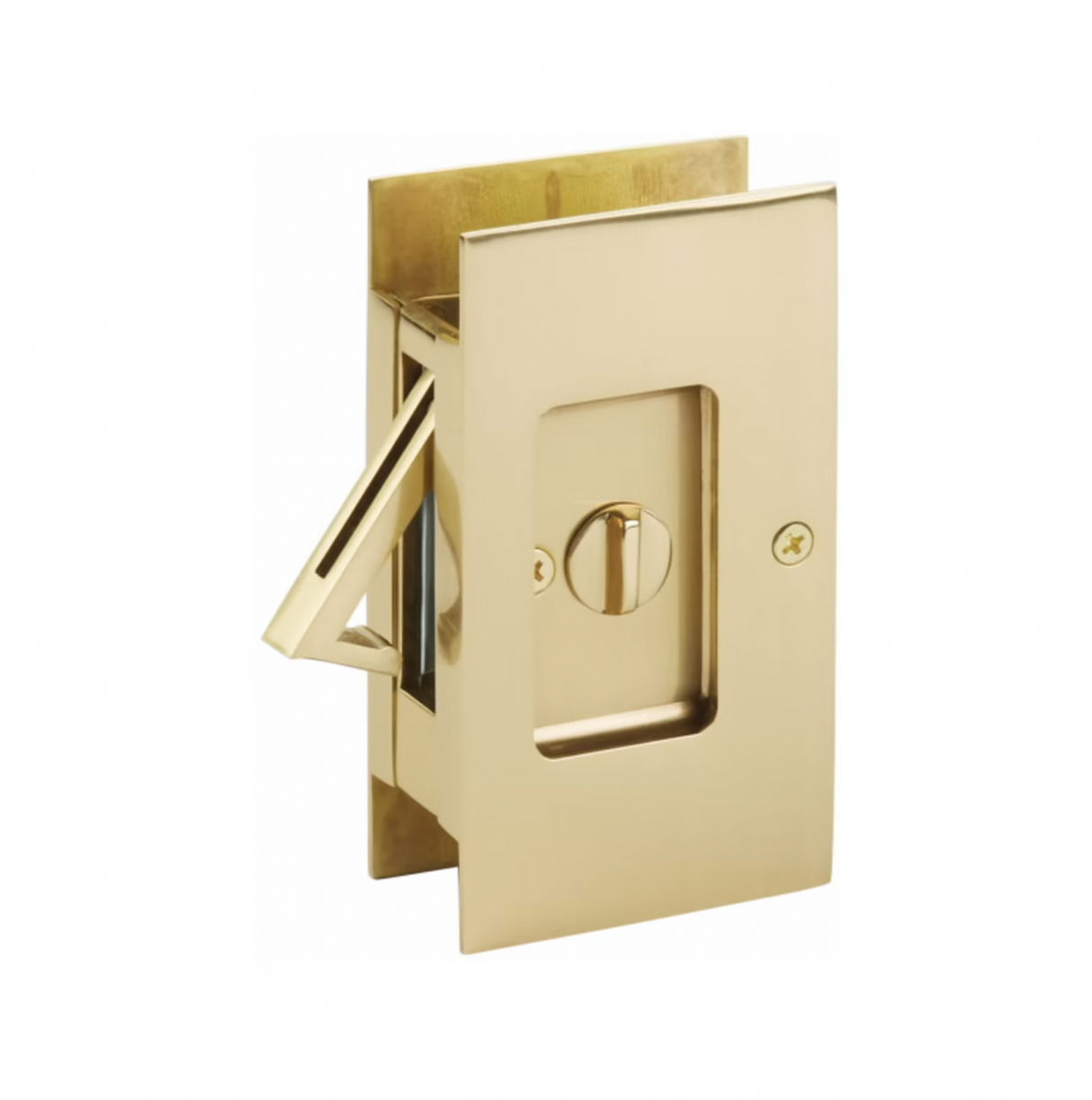 Polished Brass Pocket Door Lock Large 4-1/2" Bathroom Privacy Lock Hardware - Forge Hardware Studio