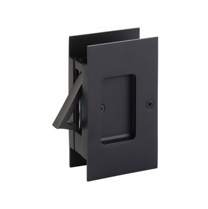 Matte Black Pocket Door Lock Large 4-1/2" Bathroom Privacy Lock Hardware - Forge Hardware Studio