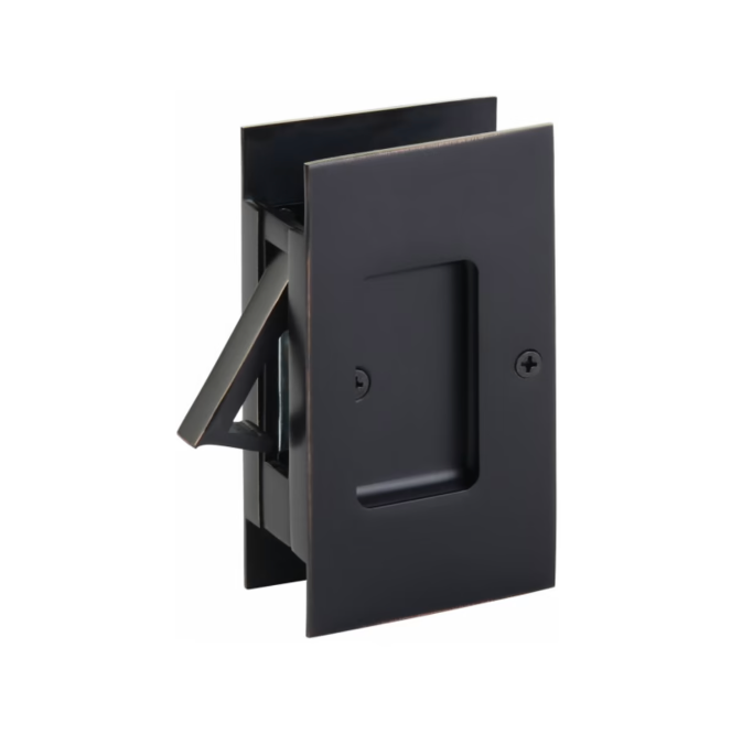 Oil Rubbed Bronze Pocket Door Lock Large 4-1/2" Bathroom Privacy Lock Hardware - Forge Hardware Studio