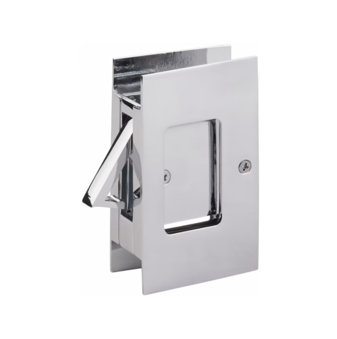 Polished Chrome Pocket Door Lock Large 4-1/2" Bathroom Privacy Lock Hardware - Forge Hardware Studio