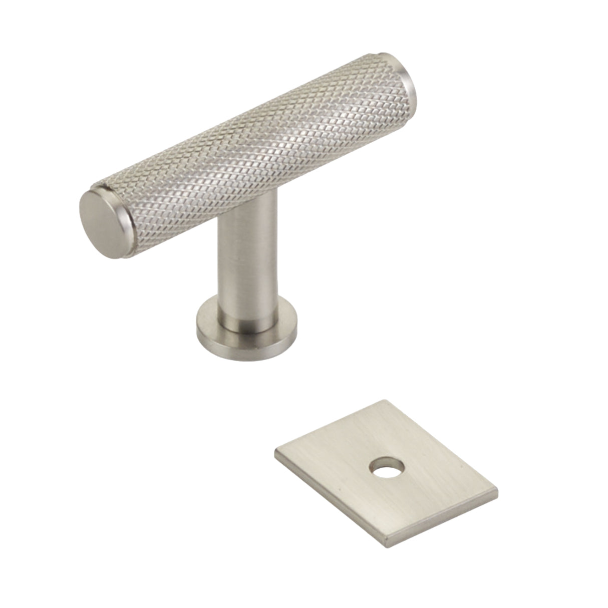 Brushed Nickel "Maison" Knurled Drawer Pulls and Cabinet Knobs with Optional Backplate - Forge Hardware Studio