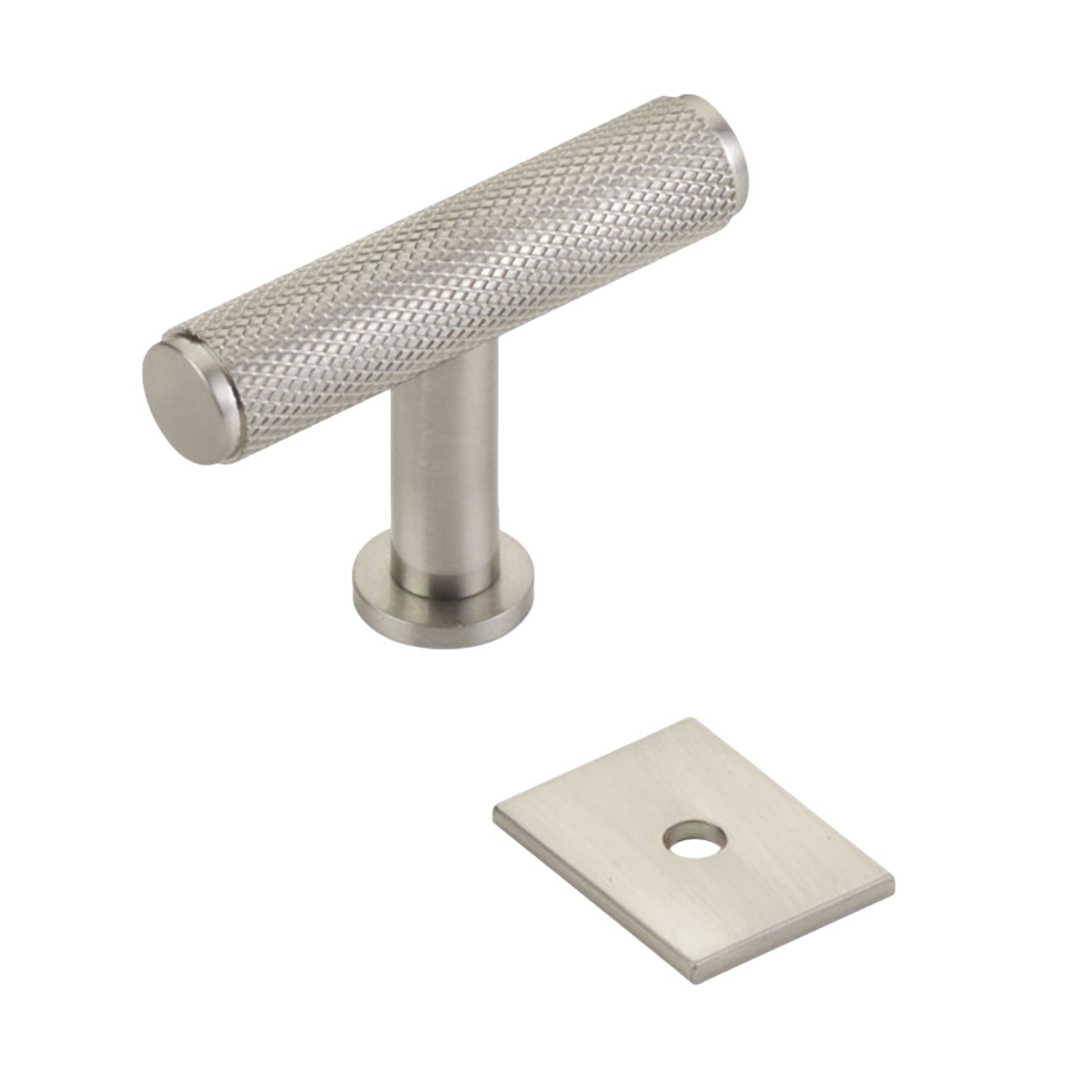 Brushed Nickel "Maison" Knurled Drawer Pulls and Cabinet Knobs with Optional Backplate - Forge Hardware Studio