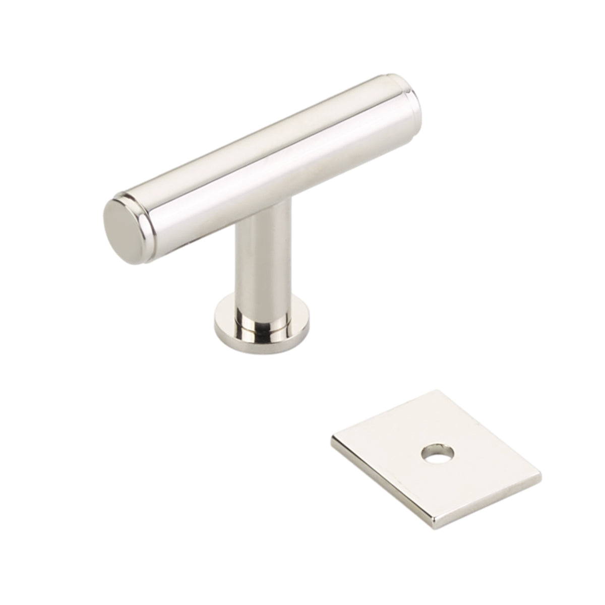 Polished Nickel "Maison No. 2" Smooth Drawer Pulls and Cabinet Knobs with Optional Backplate - Forge Hardware Studio