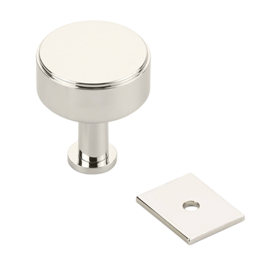 Polished Nickel "Maison No. 2" Smooth Drawer Pulls and Cabinet Knobs with Optional Backplate - Forge Hardware Studio